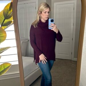 Sweet Romeo Women's Deep Burgundy Cowl Neck Sweater